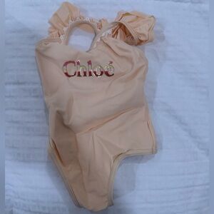 Chloe Peach Ruffle Kids Swim One Piece